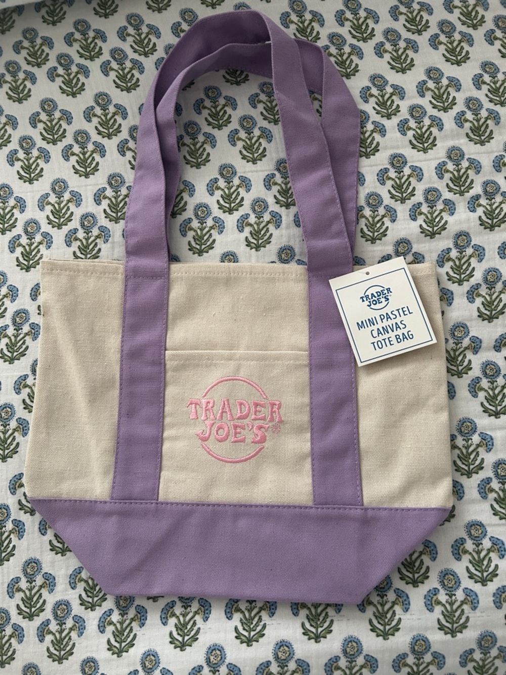 Trader Joe’s mini pastel canvas tote